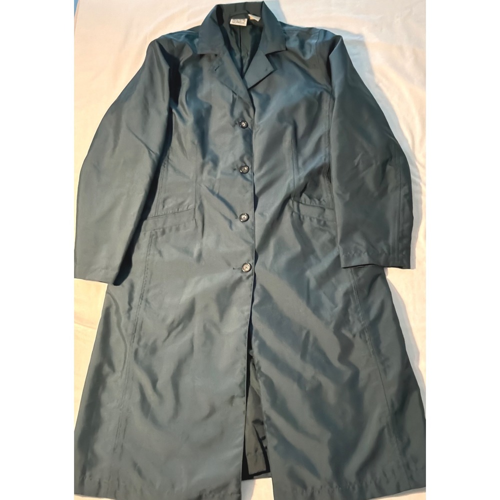 TravelSmith Womens Medium Trench Coat Teal Blue Lightweight Travel Rain Jacket